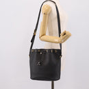 Christian Dior Honeycomb Canvas Shoulder Bag PVC Black Gold Auth ka6345-21