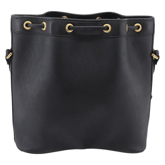 Christian Dior Honeycomb Canvas Shoulder Bag PVC Black Gold Auth ka6345