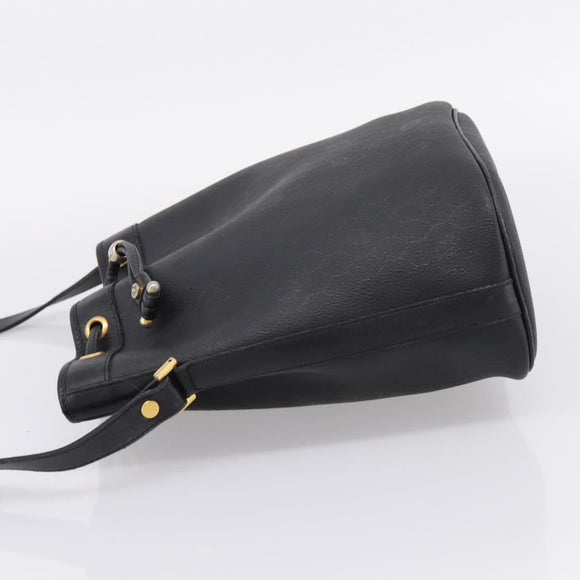 Christian Dior Honeycomb Canvas Shoulder Bag PVC Black Gold Auth ka6345