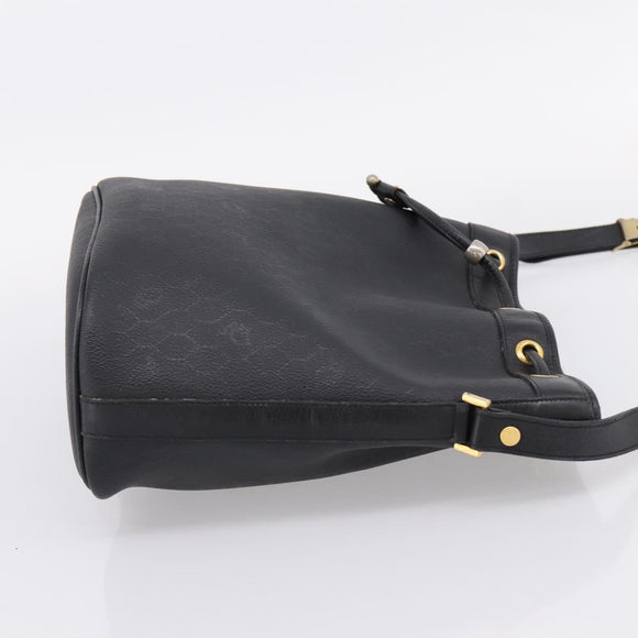 Christian Dior Honeycomb Canvas Shoulder Bag PVC Black Gold Auth ka6345