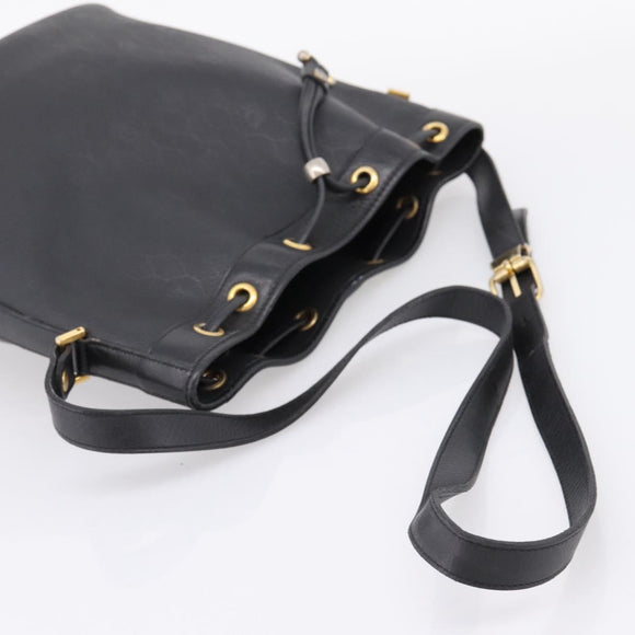 Christian Dior Honeycomb Canvas Shoulder Bag PVC Black Gold Auth ka6345