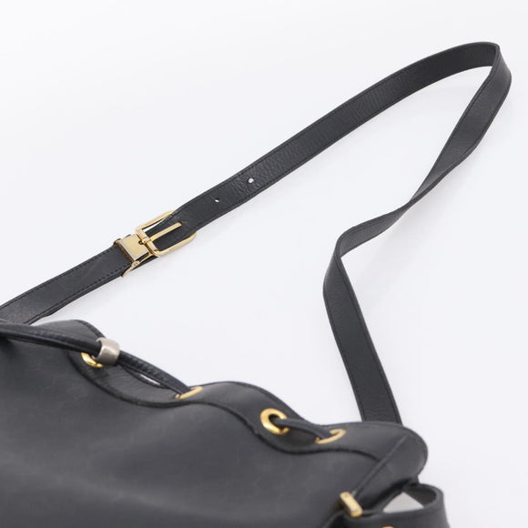 Christian Dior Honeycomb Canvas Shoulder Bag PVC Black Gold Auth ka6345