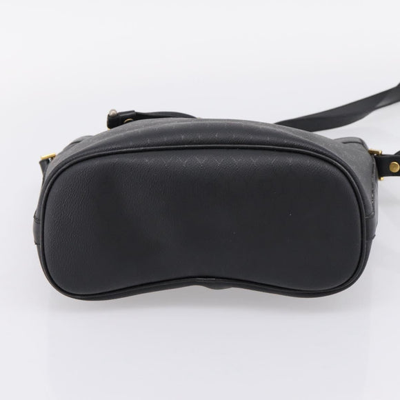 Christian Dior Honeycomb Canvas Shoulder Bag PVC Black Gold Auth ka6345