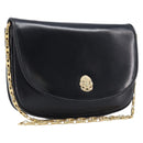 CELINE Chain Shoulder Bag Leather Black Gold Auth ka6346-1