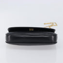 CELINE Chain Shoulder Bag Leather Black Gold Auth ka6346-5