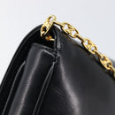 CELINE Chain Shoulder Bag Leather Black Gold Auth ka6346-9