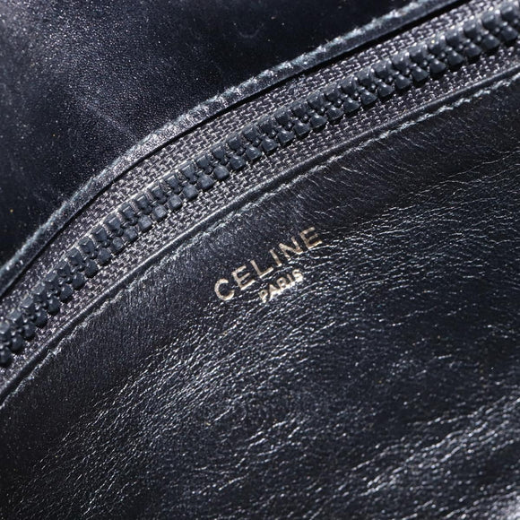 CELINE Chain Shoulder Bag Leather Black Gold Auth ka6346