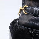 CELINE Chain Shoulder Bag Leather Black Gold Auth ka6346-10