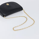 CELINE Chain Shoulder Bag Leather Black Gold Auth ka6346-7