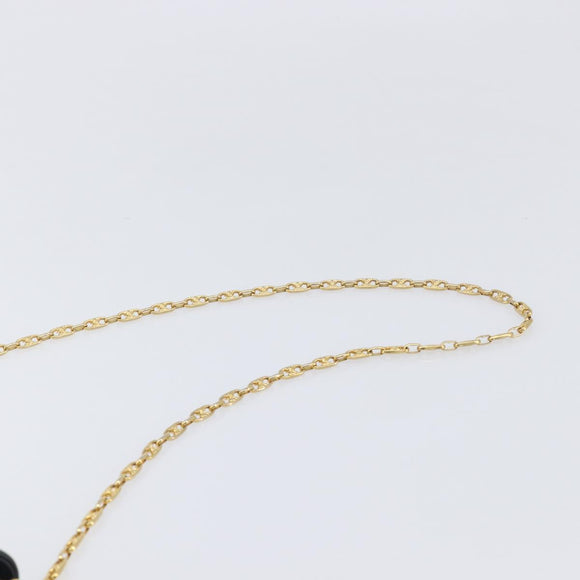 CELINE Chain Shoulder Bag Leather Black Gold Auth ka6346