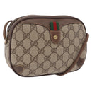 GUCCI GG Supreme Web Sherry Line Bag PVC Beige Gold 89 02 066 Auth ka6349-1