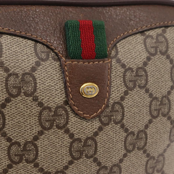 GUCCI GG Supreme Web Sherry Line Bag PVC Beige Gold 89 02 066 Auth ka6349
