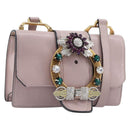Miu Miu Madras Bijoux Shoulder Bag Leather Pink Gold Auth ka6350V-1