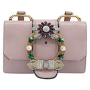 Miu Miu Madras Bijoux Shoulder Bag Leather Pink Gold Auth ka6350V-13