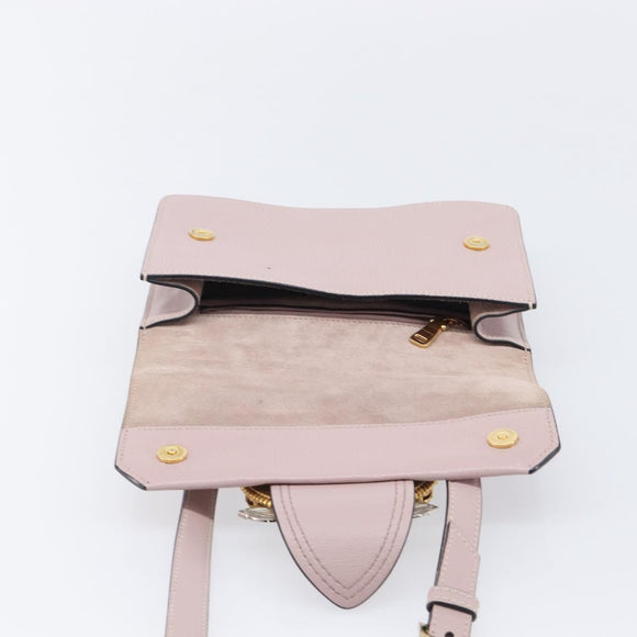 Miu Miu Madras Bijoux Shoulder Bag Leather Pink Gold Auth ka6350V