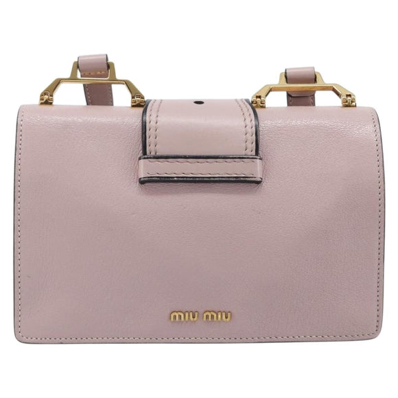 Miu Miu Madras Bijoux Shoulder Bag Leather Pink Gold Auth ka6350V