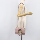 Miu Miu Madras Bijoux Shoulder Bag Leather Pink Gold Auth ka6350V-31