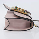 Miu Miu Madras Bijoux Shoulder Bag Leather Pink Gold Auth ka6350V-3