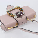 Miu Miu Madras Bijoux Shoulder Bag Leather Pink Gold Auth ka6350V-6