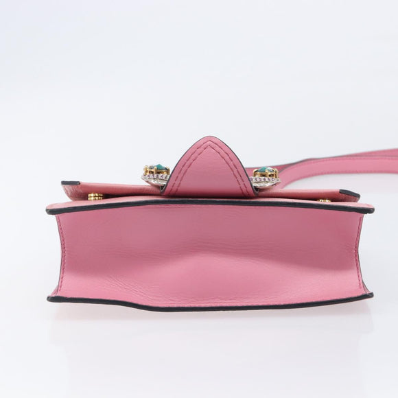 Miu Miu Madras Bijoux Shoulder Bag Leather Pink Gold Auth ka6353V