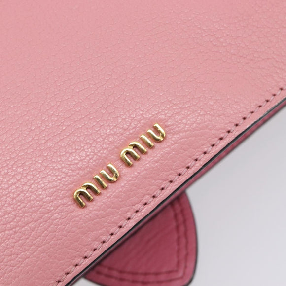 Miu Miu Madras Bijoux Shoulder Bag Leather Pink Gold Auth ka6353V
