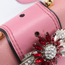 Miu Miu Madras Bijoux Shoulder Bag Leather Pink Gold Auth ka6353V-10