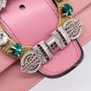 Miu Miu Madras Bijoux Shoulder Bag Leather Pink Gold Auth ka6353V-20