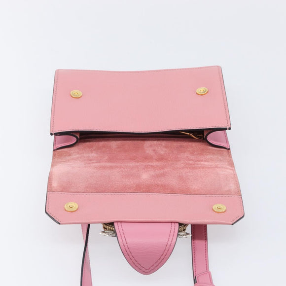 Miu Miu Madras Bijoux Shoulder Bag Leather Pink Gold Auth ka6353V