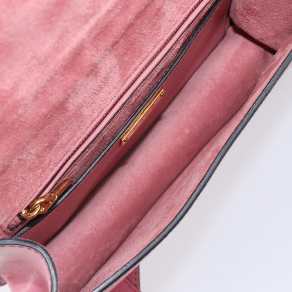 Miu Miu Madras Bijoux Shoulder Bag Leather Pink Gold Auth ka6353V