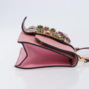 Miu Miu Madras Bijoux Shoulder Bag Leather Pink Gold Auth ka6353V-3