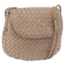 BOTTEGA VENETA INTRECCIATO Shoulder Bag Leather Beige Gold Auth ka6354-1