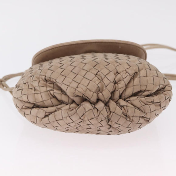 BOTTEGA VENETA INTRECCIATO Shoulder Bag Leather Beige Gold Auth ka6354