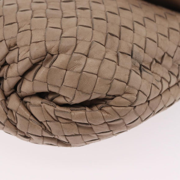 BOTTEGA VENETA INTRECCIATO Shoulder Bag Leather Beige Gold Auth ka6354