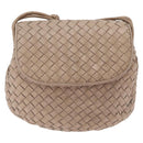 BOTTEGA VENETA INTRECCIATO Shoulder Bag Leather Beige Gold Auth ka6354-13