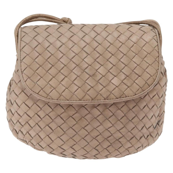 BOTTEGA VENETA INTRECCIATO Shoulder Bag Leather Beige Gold Auth ka6354