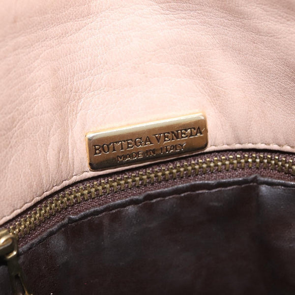 BOTTEGA VENETA INTRECCIATO Shoulder Bag Leather Beige Gold Auth ka6354