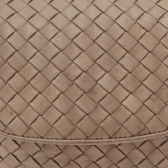 BOTTEGA VENETA INTRECCIATO Shoulder Bag Leather Beige Gold Auth ka6354
