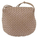 BOTTEGA VENETA INTRECCIATO Shoulder Bag Leather Beige Gold Auth ka6354-3