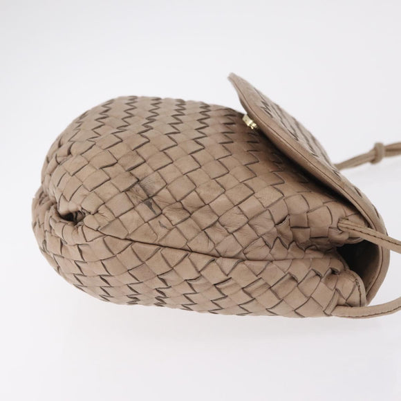 BOTTEGA VENETA INTRECCIATO Shoulder Bag Leather Beige Gold Auth ka6354