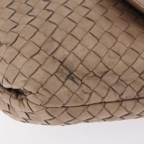 BOTTEGA VENETA INTRECCIATO Shoulder Bag Leather Beige Gold Auth ka6354