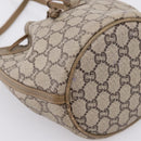 GUCCI GG Plus Supreme Shoulder Bag PVC Beige Gold Auth ka6356-13