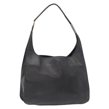 GUCCI Shoulder Bag Leather Black Silver 001 3167 Auth ka636