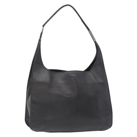 GUCCI Shoulder Bag Leather Black Silver 001 3167 Auth ka636