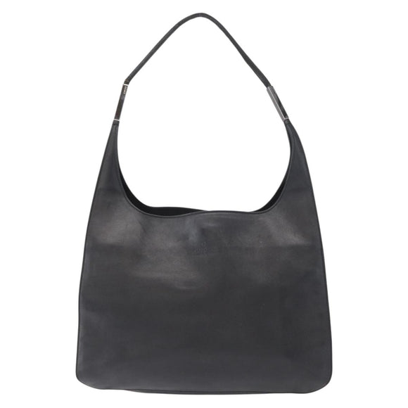 GUCCI Shoulder Bag Leather Black Silver 001 3167 Auth ka636