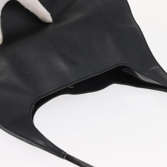 GUCCI Shoulder Bag Leather Black Silver 001 3167 Auth ka636