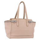 Salvatore Ferragamo Gancini Tote Bag Leather Beige Silver Auth ka6363-1