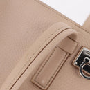 Salvatore Ferragamo Gancini Tote Bag Leather Beige Silver Auth ka6363-11