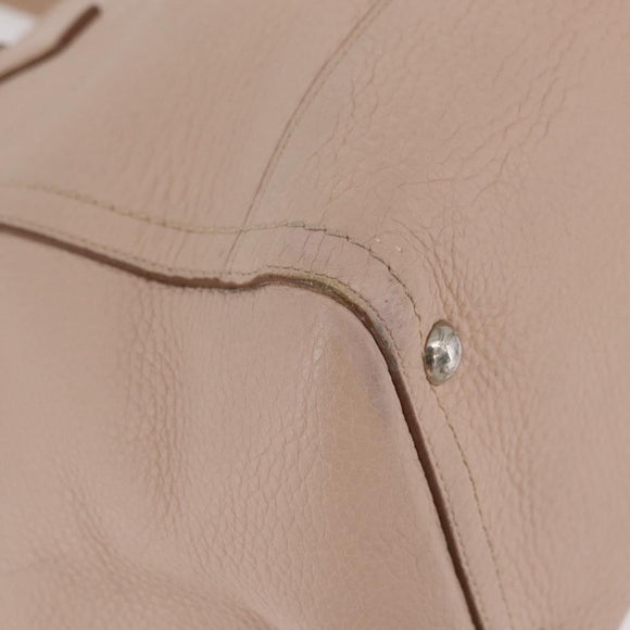 Salvatore Ferragamo Gancini Tote Bag Leather Beige Silver Auth ka6363
