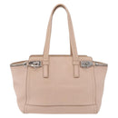 Salvatore Ferragamo Gancini Tote Bag Leather Beige Silver Auth ka6363-2