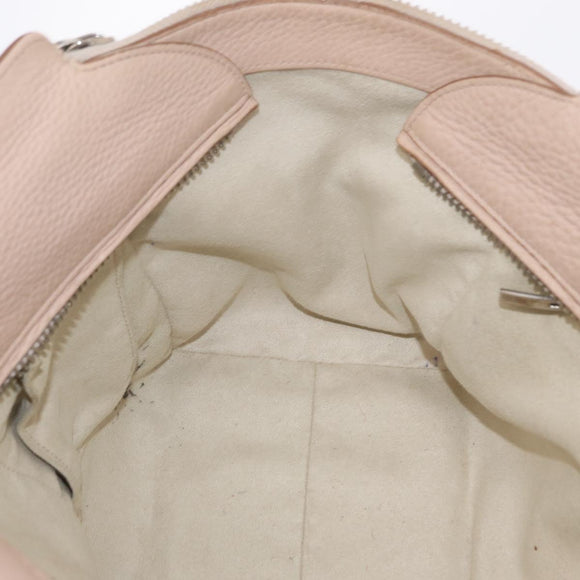 Salvatore Ferragamo Gancini Tote Bag Leather Beige Silver Auth ka6363
